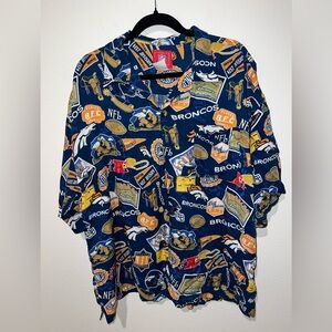 NFL Denver Broncos Blue Graphic button down Shirt 2xl
